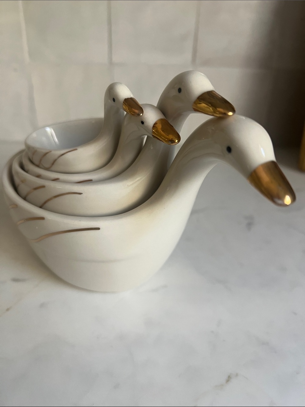 Anthropologie Gaggle Of Geese Metallic Set of Measuring Cups - Picture 3 of 4